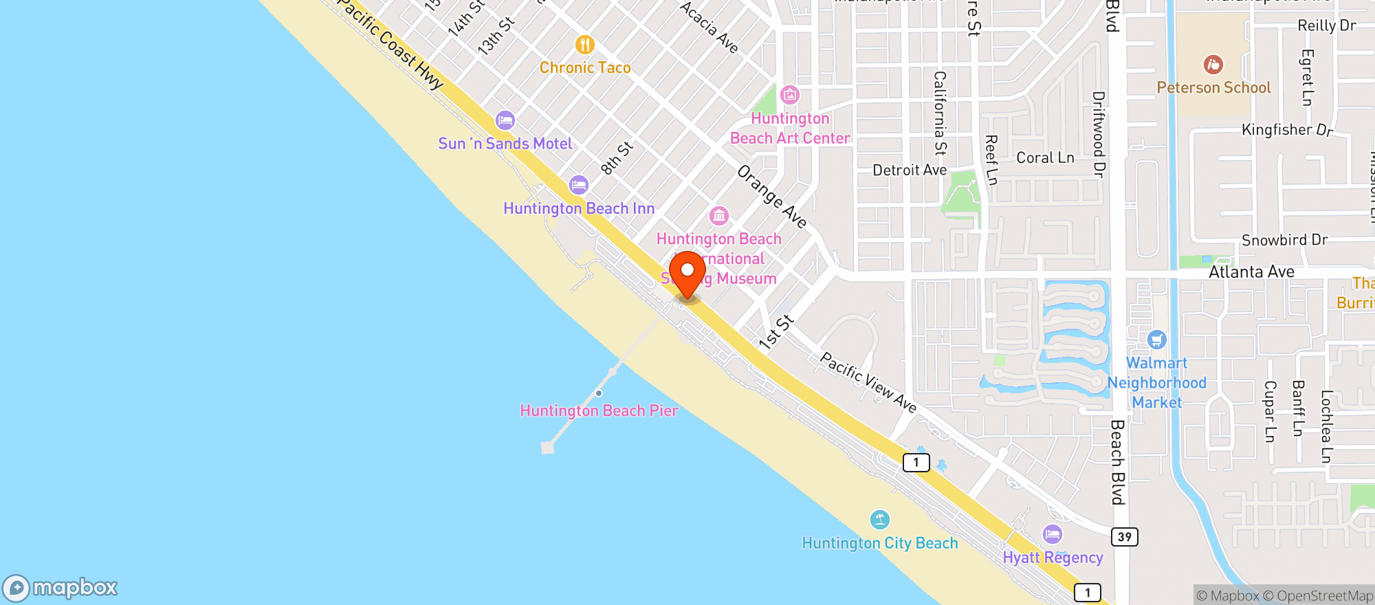 Map showing Sandys Beach Shack