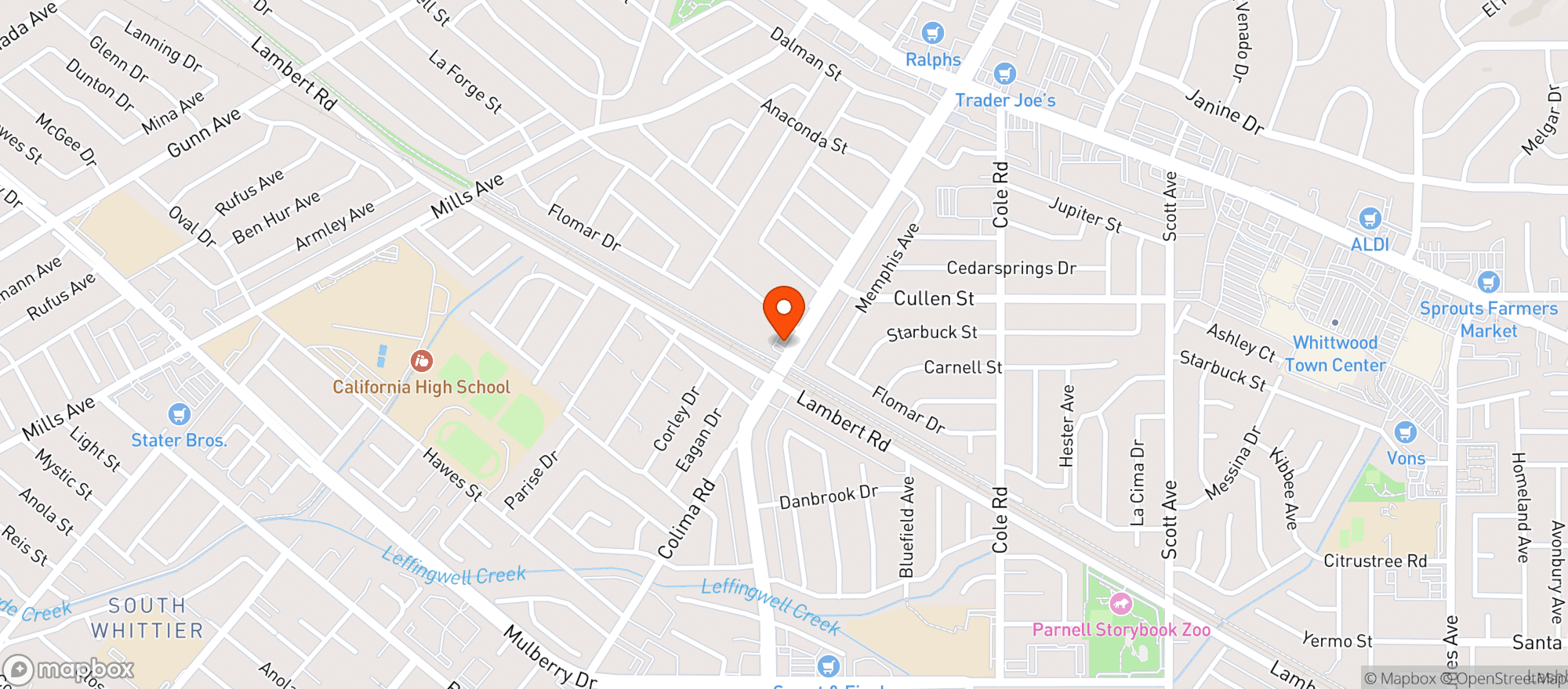 Map showing Grog Shop - Whittier