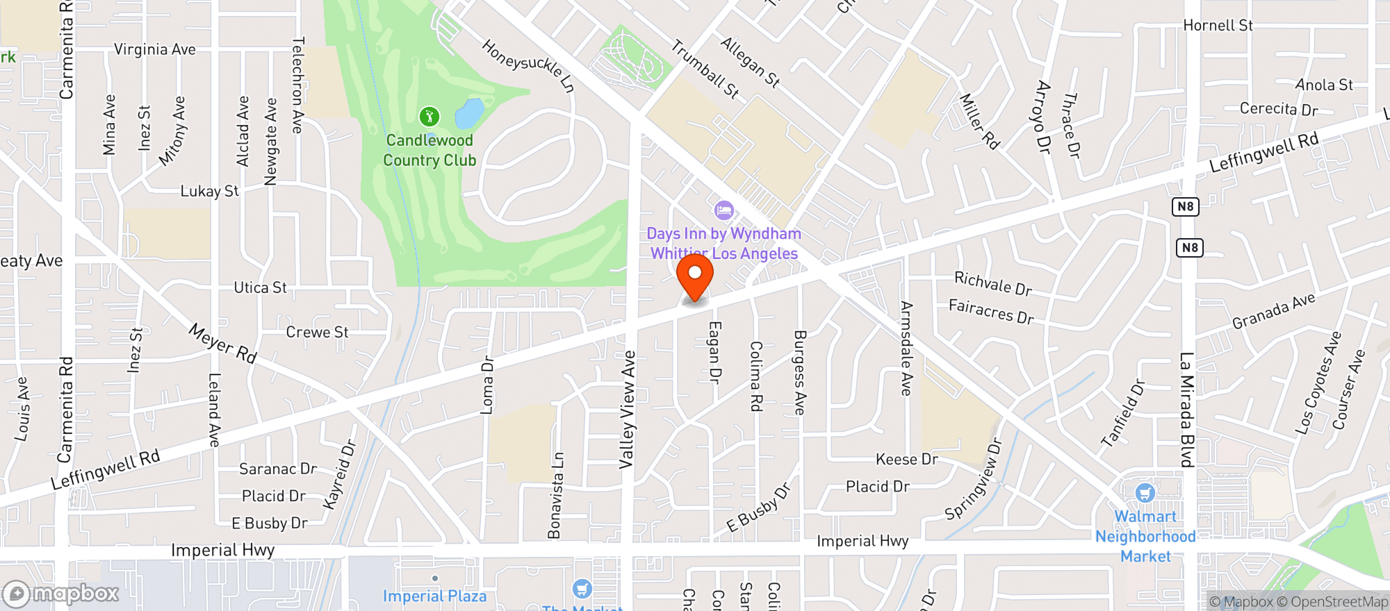 Map showing Whittier Liquor