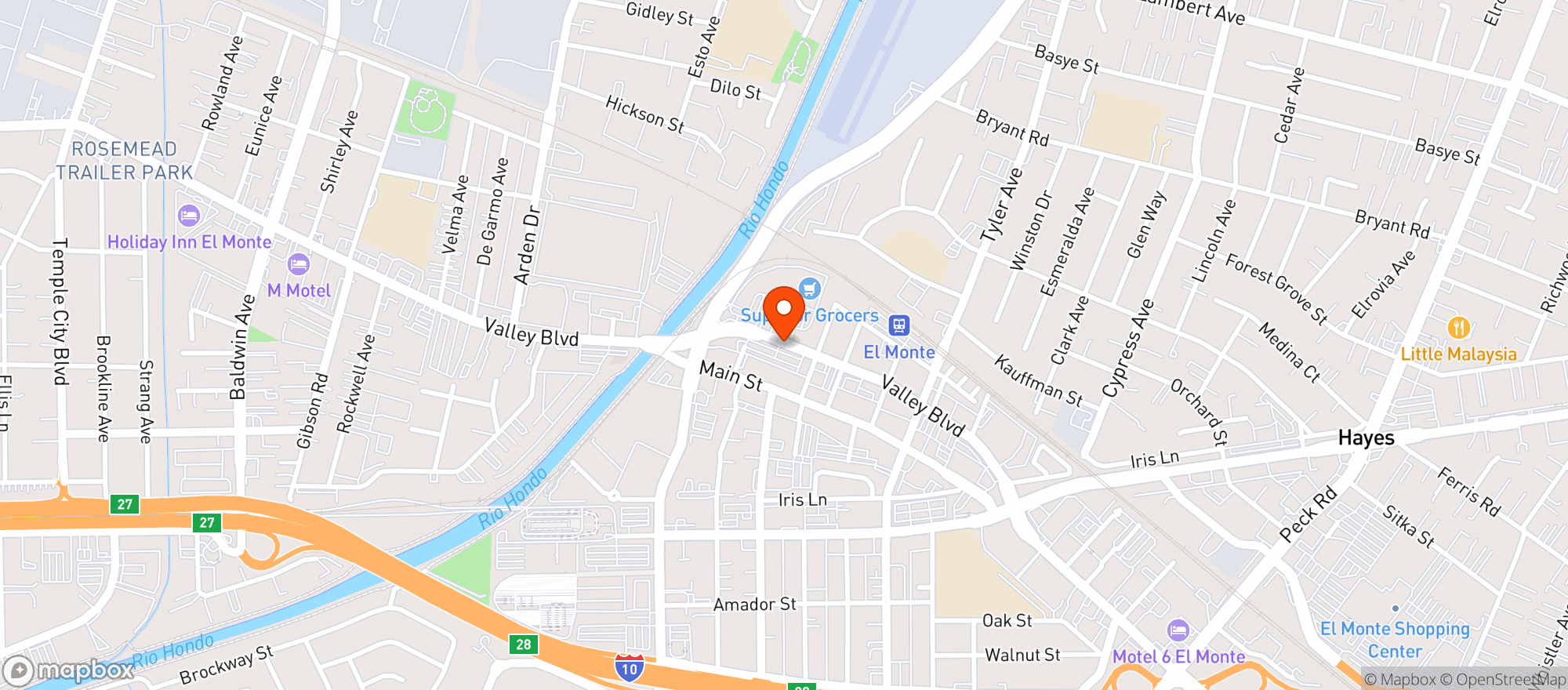 Map showing Superior Grocers