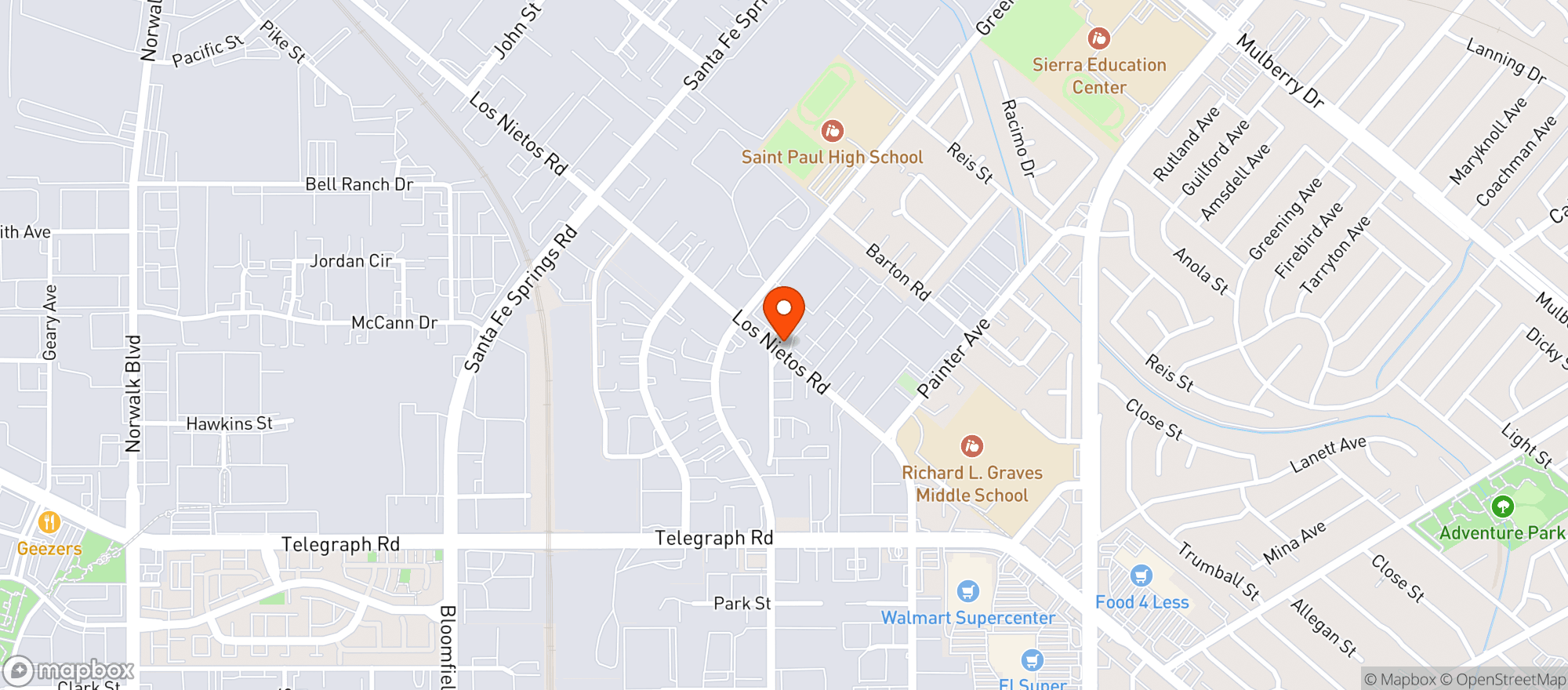 Map showing Aramark - Refreshments Carson