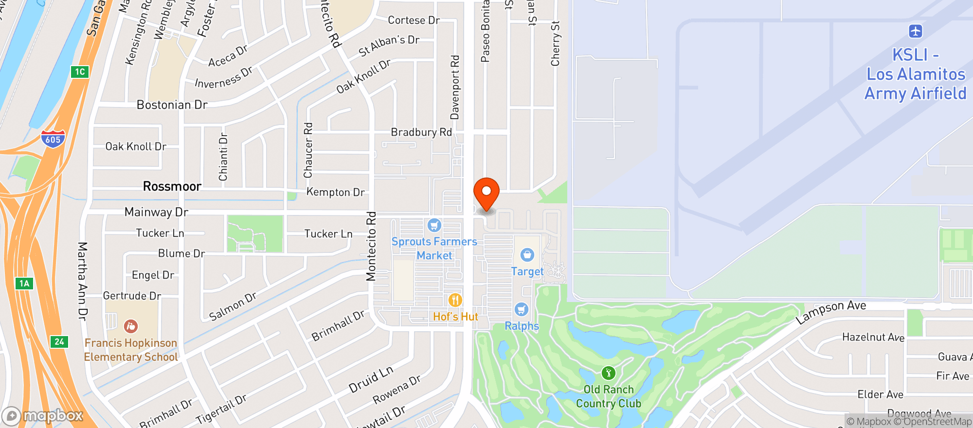 Map showing Mobil - Seal Beach