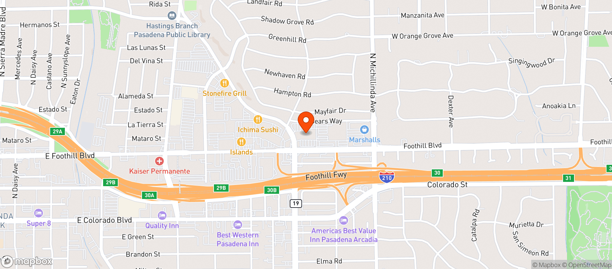 Map showing Whole Foods Market | Pasadena