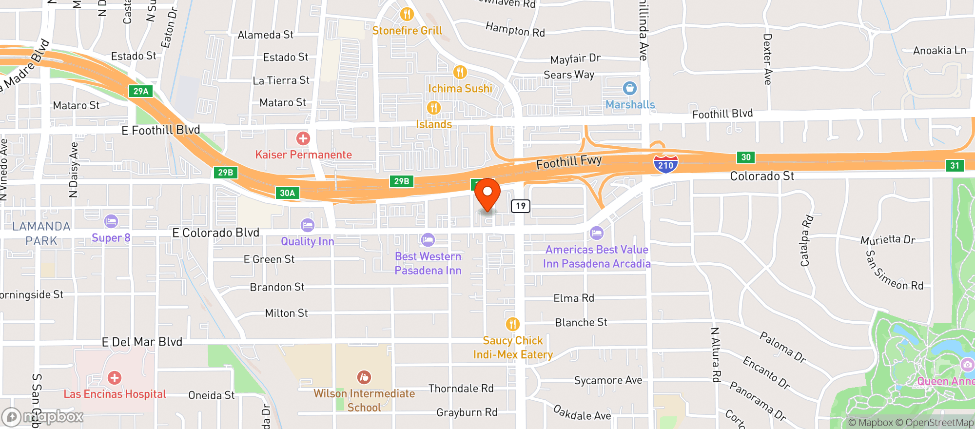 Map showing World Market Pasadena