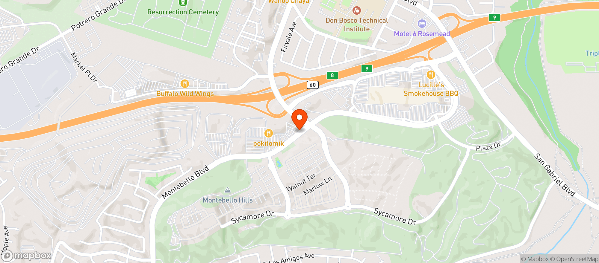 Map showing Applebees Grill & Bar