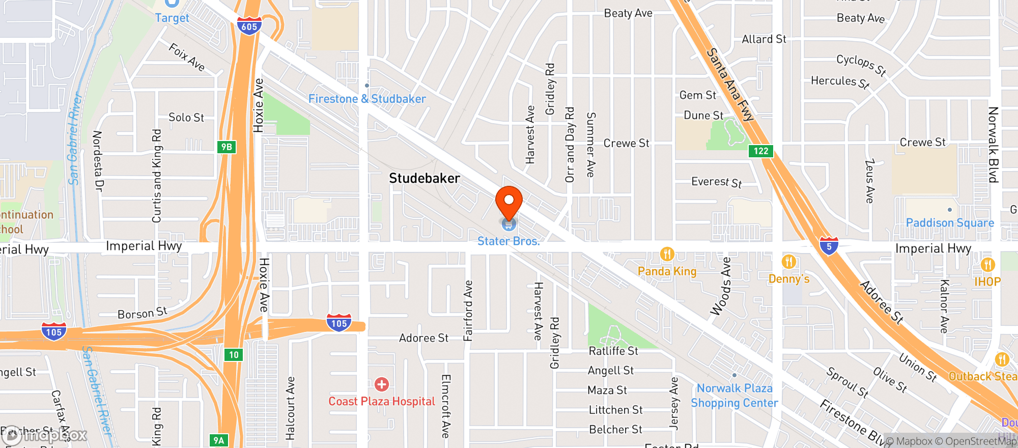 Map showing Stater Bros Markets