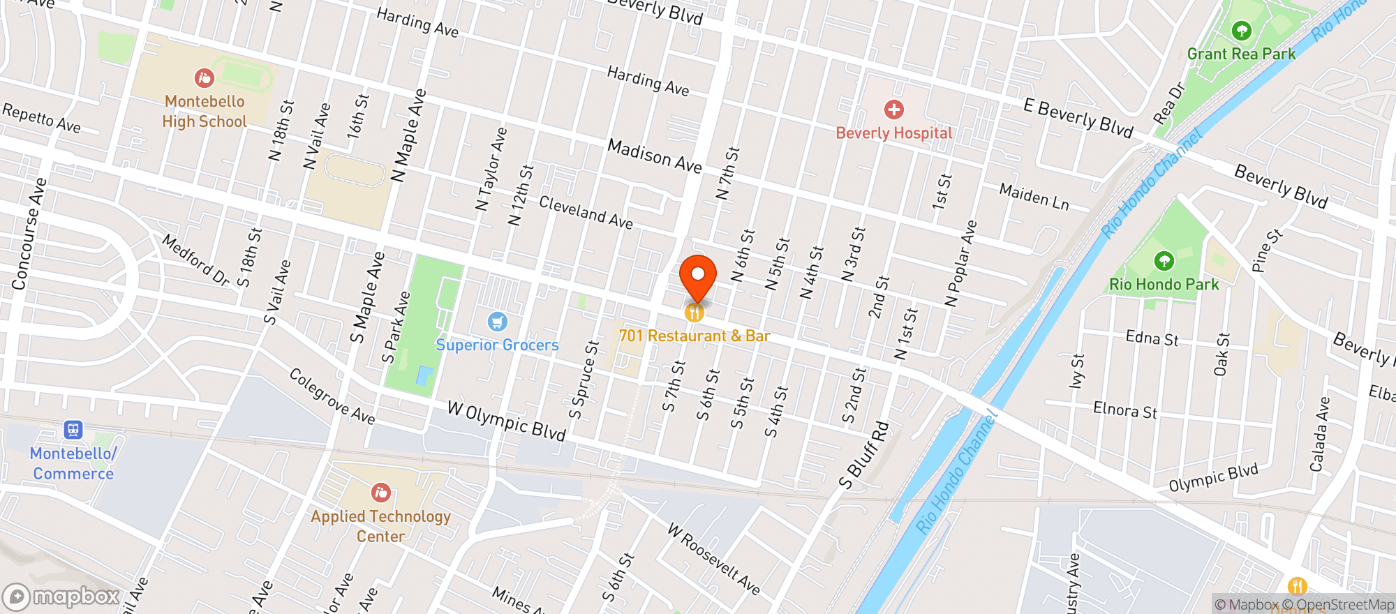 Map showing 701 Restaurant & Bar