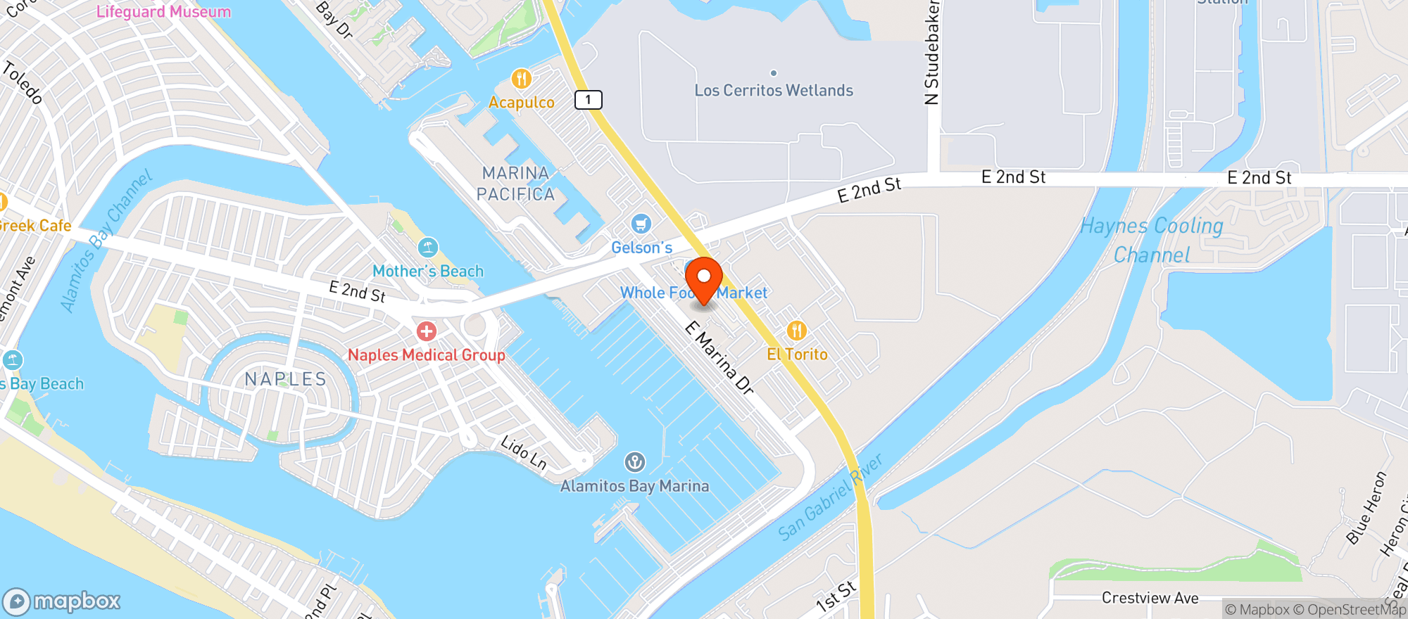 Map showing Whole Foods Market | Long Beach Relocation