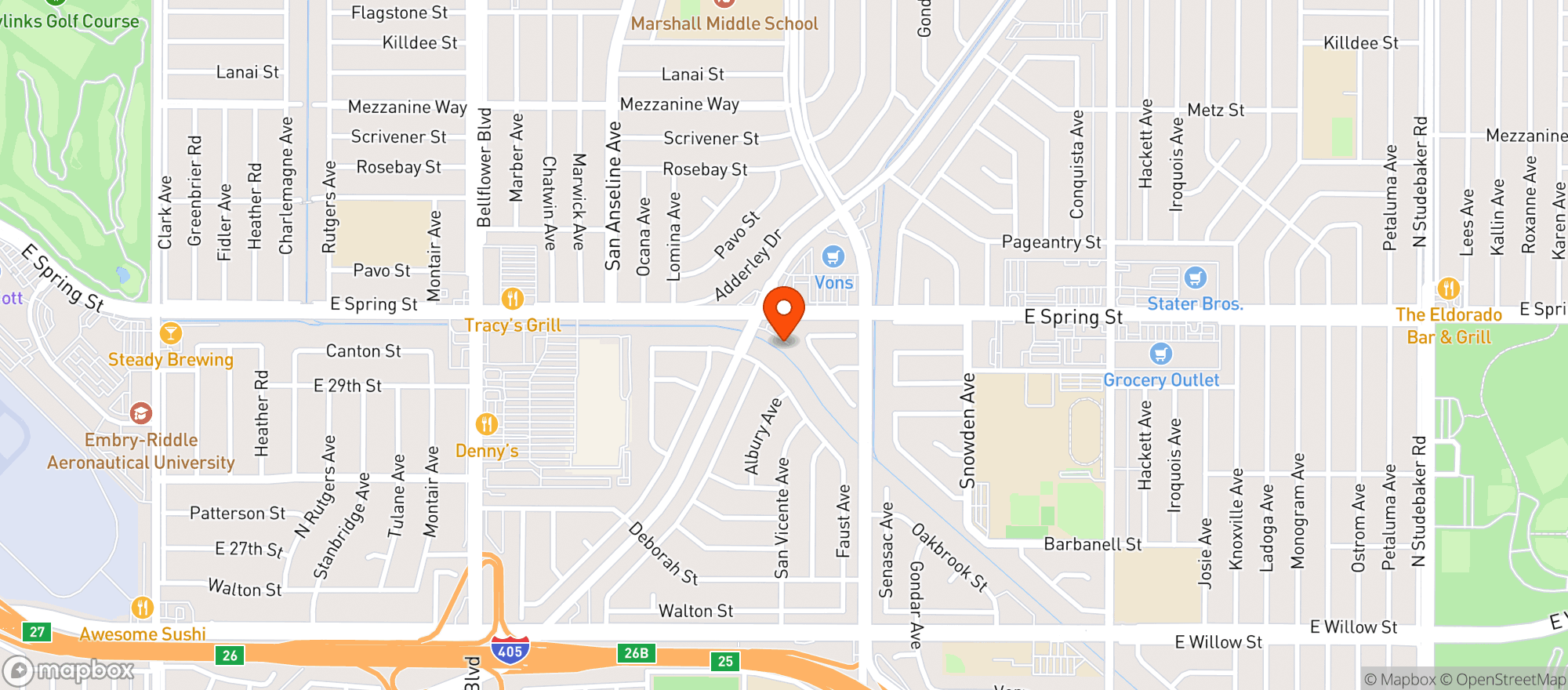 Map showing Long Beach Wellness Center