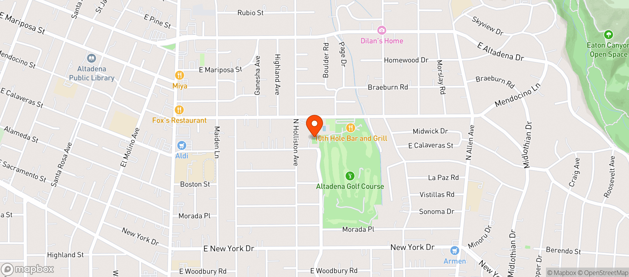 Map showing Altadena Town & Country Club