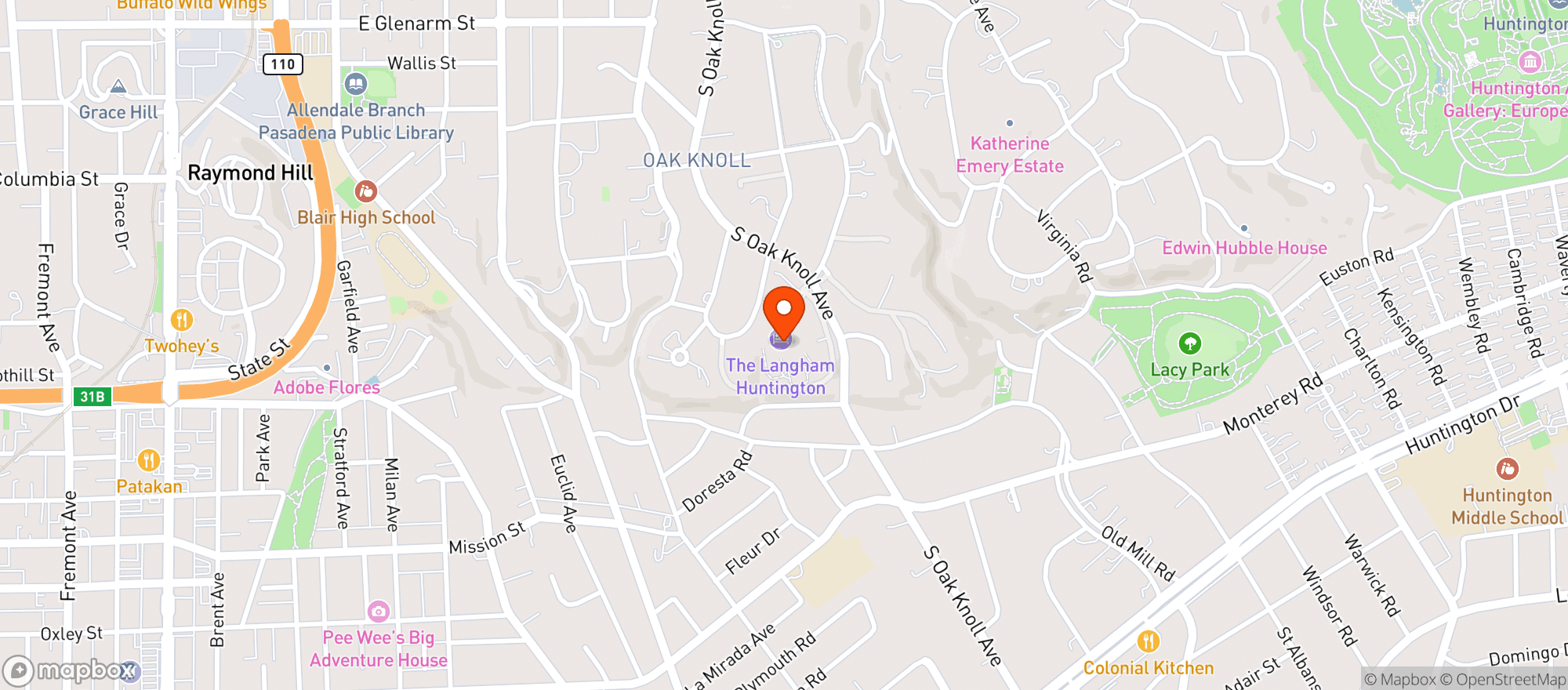 Map showing LANGHAM HUNTINGTON HOTEL