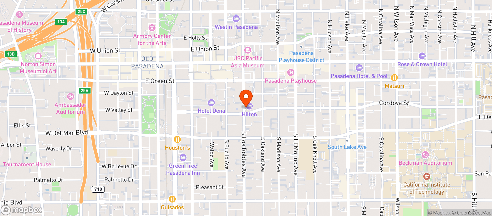 Map showing Cordova Cafe & Bottleshop - Pasadena