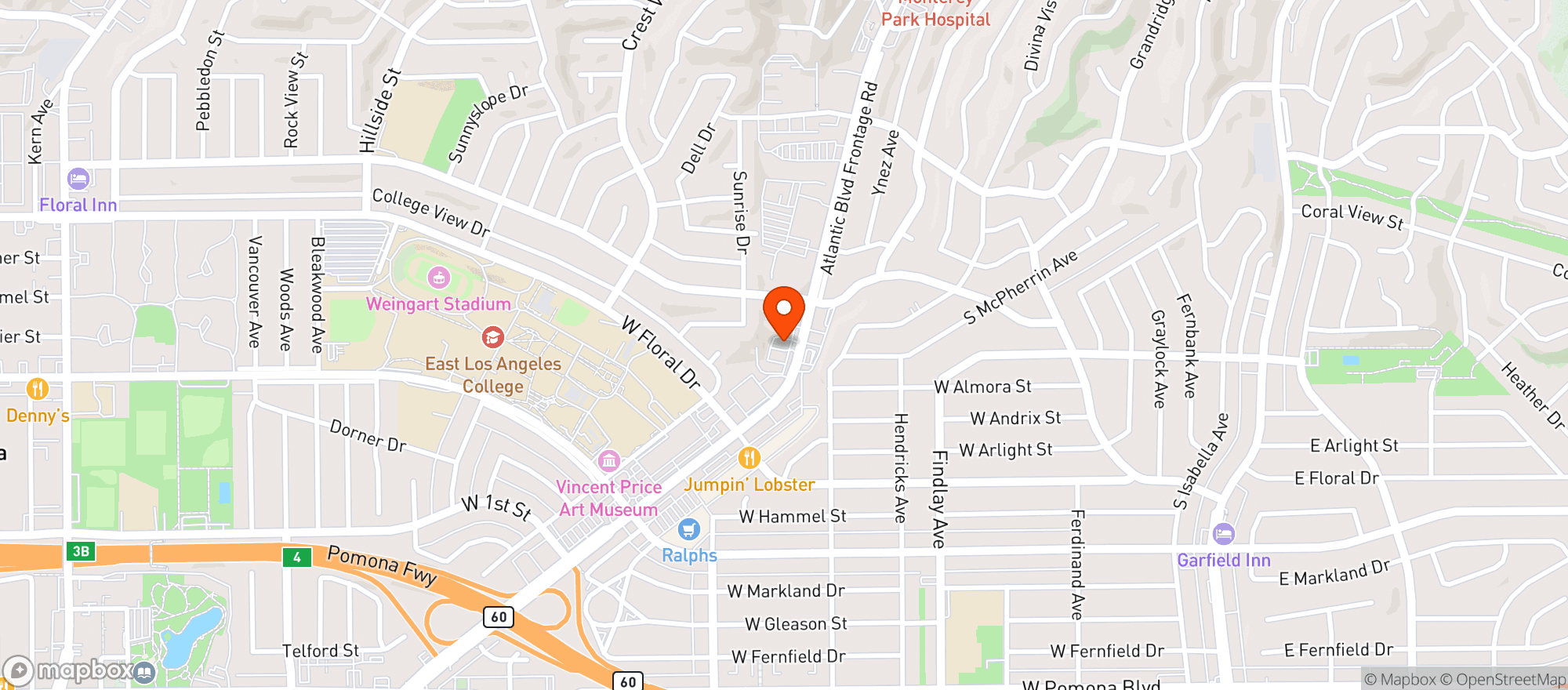 Map showing Shakeys Pizza Parlor