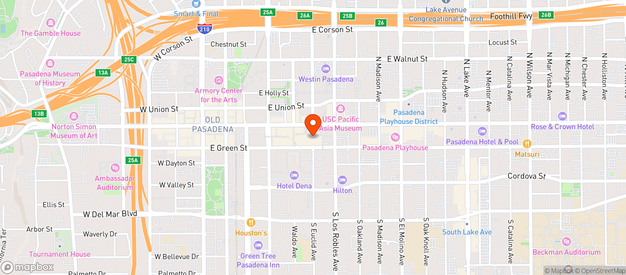 Map showing Hyatt Place Pasadena