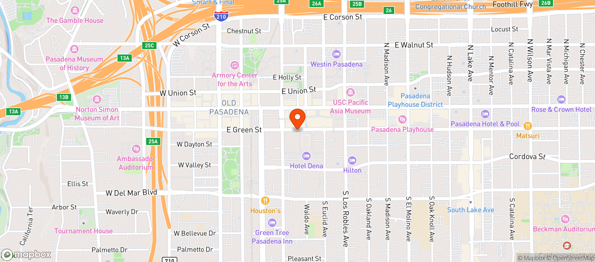 Map showing Pasadena Convention Center