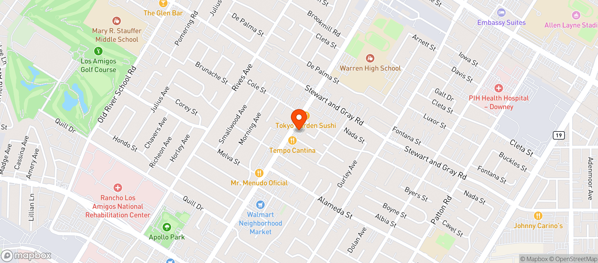 Map showing Shakeys Pizza Parlor