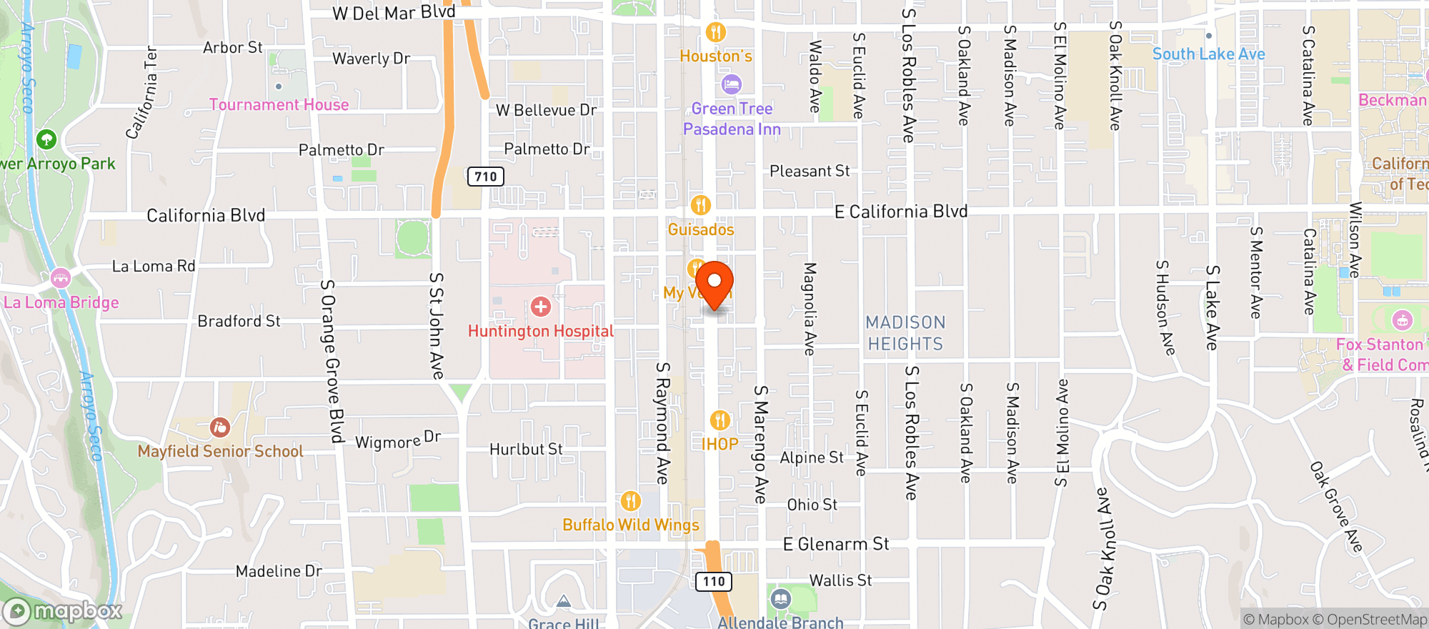Map showing Pitfire Pizza