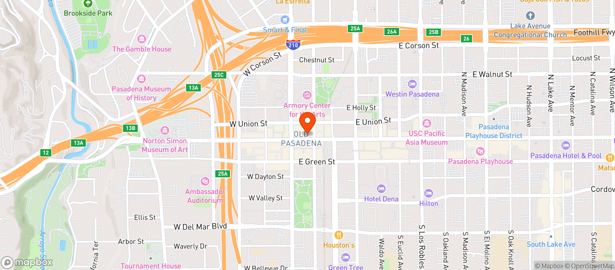 Map showing Prince Street Pizza