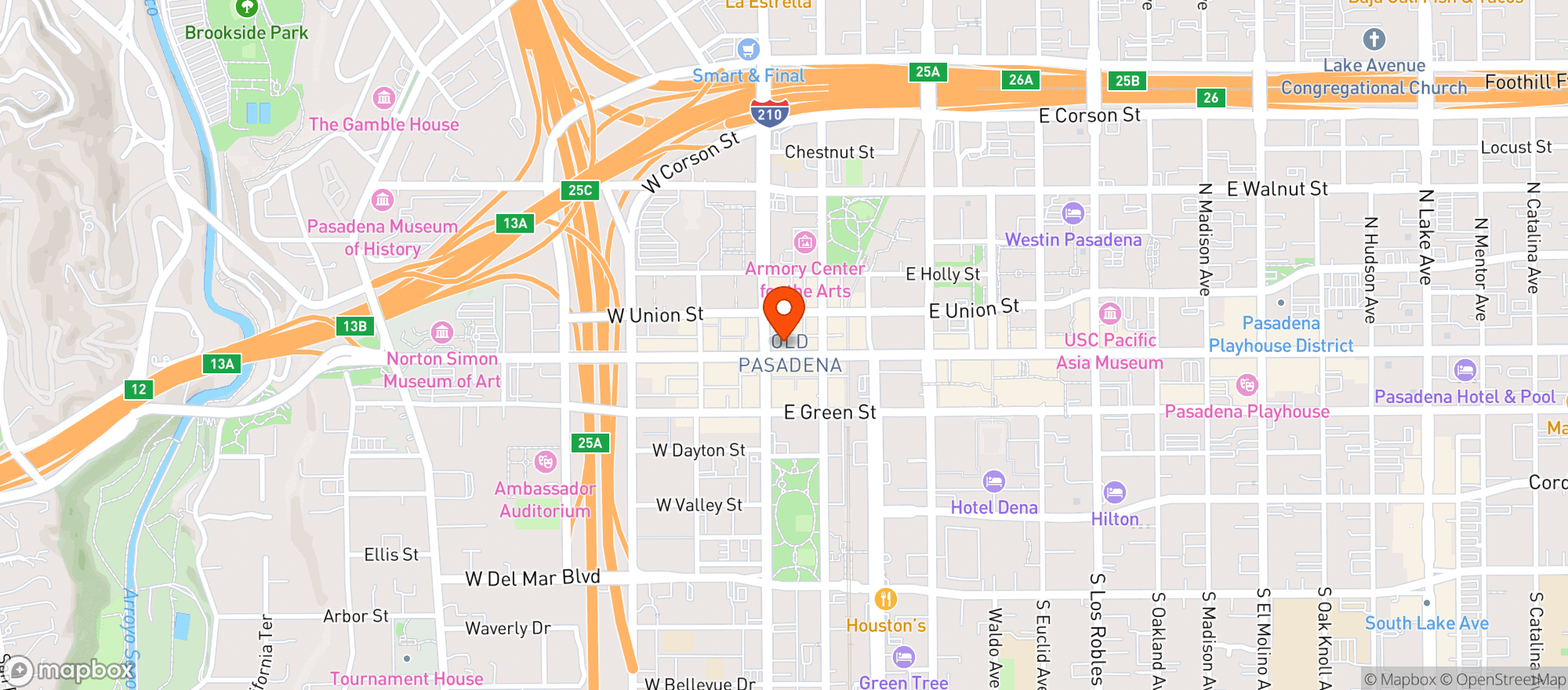 Map showing Mi Piace Restaurant