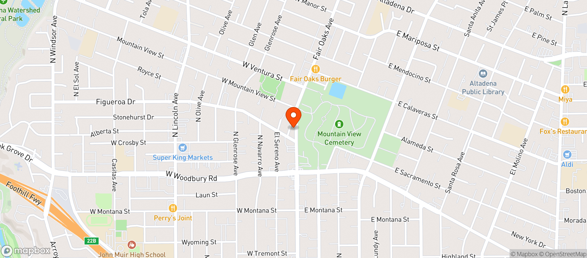 Map showing Altadena Ale House