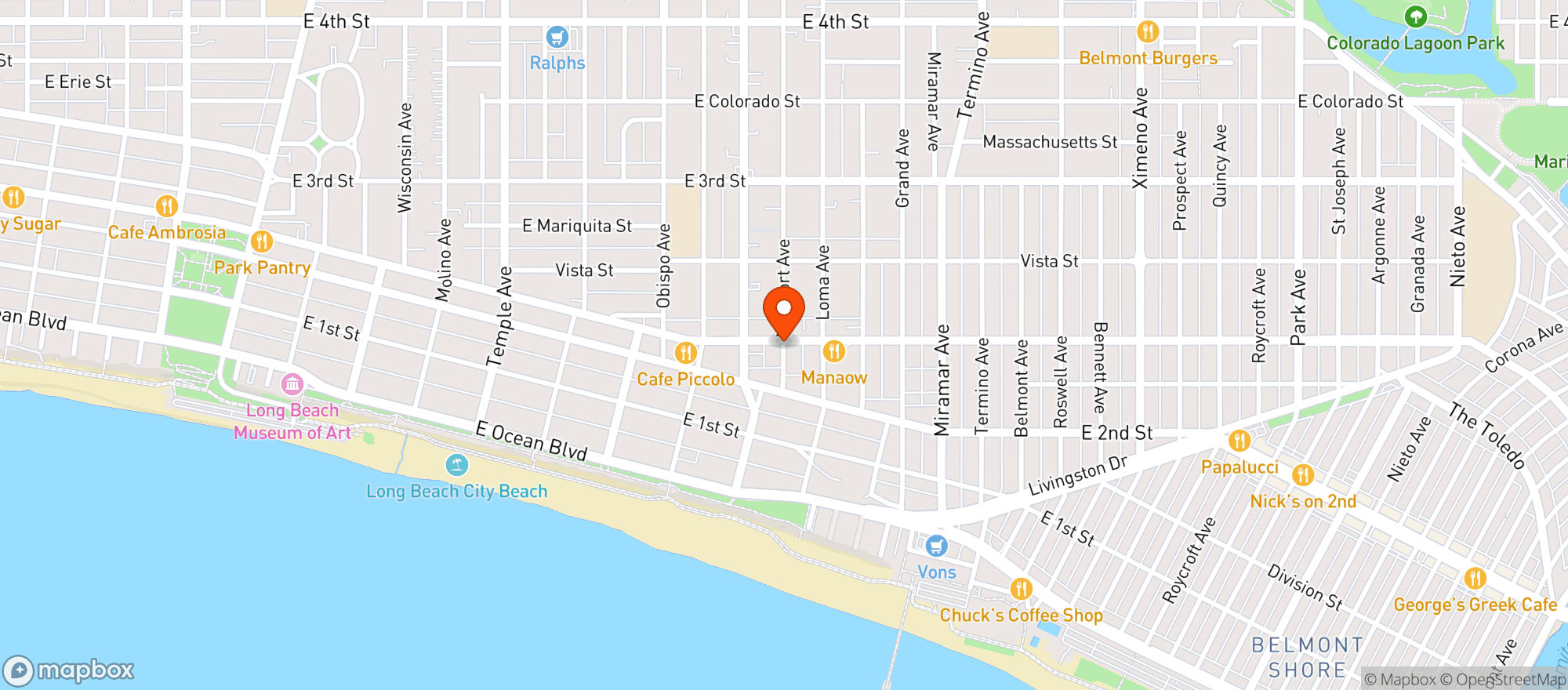 Map showing Belmont Heights Liquor & Mart