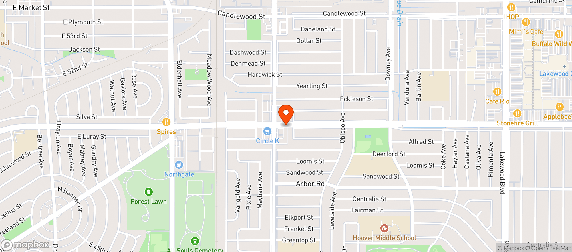 Map showing Del Amo Corner Liquor