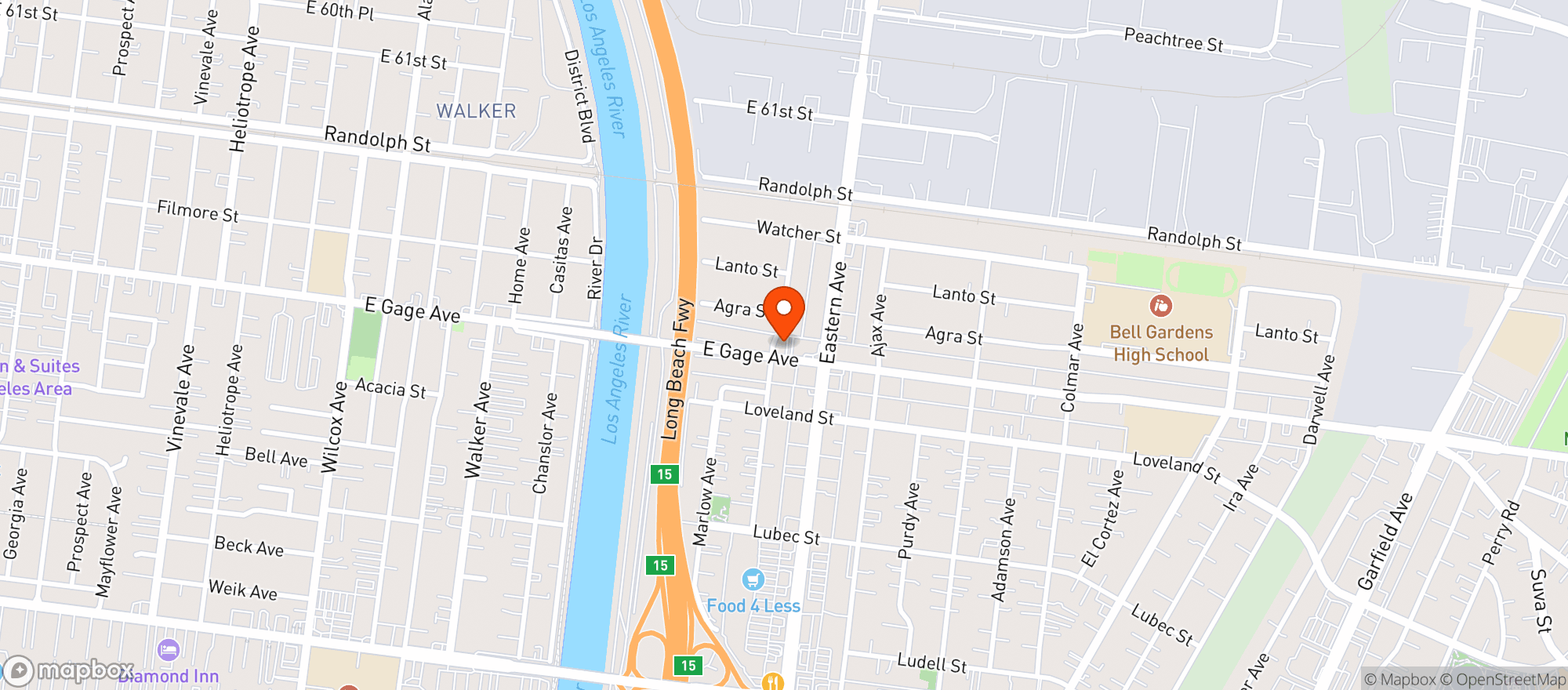 Map showing Off The Charts - Bell Gardens