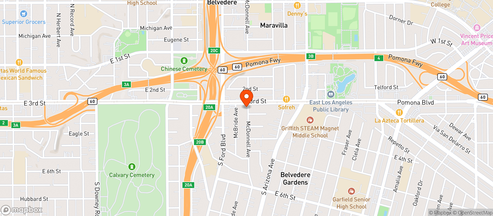 Map showing Minas Market & Liquor