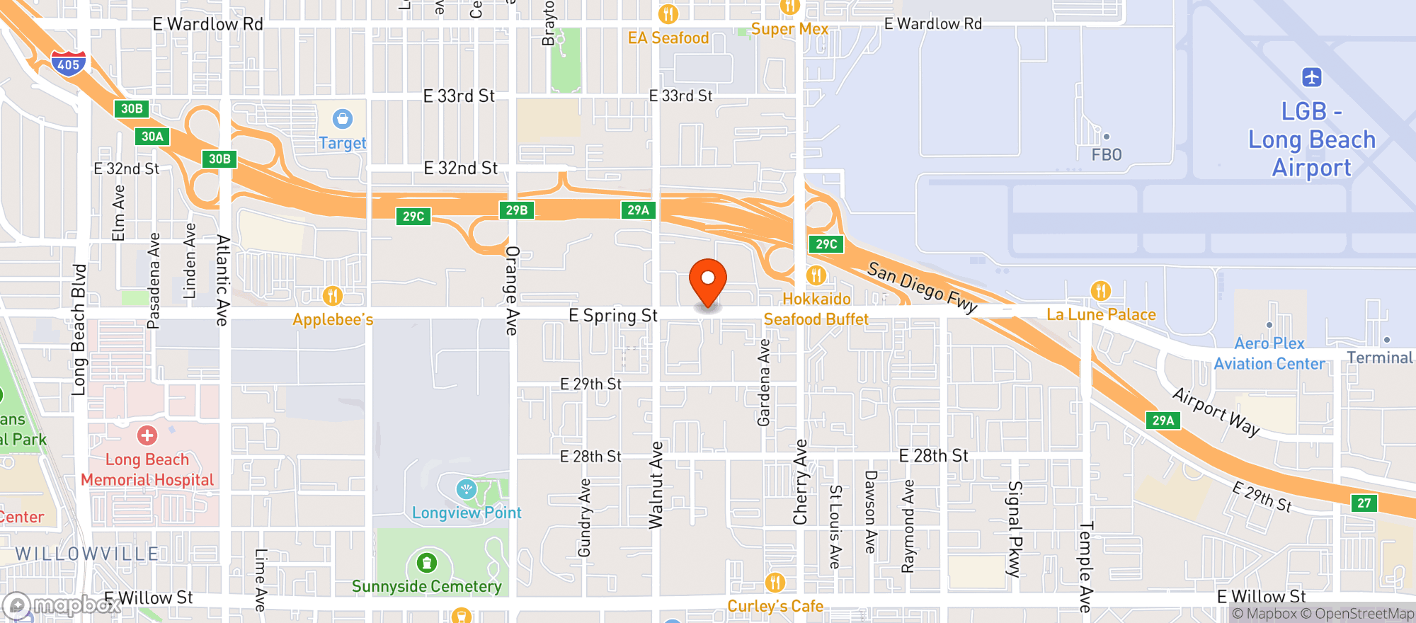 Map showing March And Ash - Long Beach Distro
