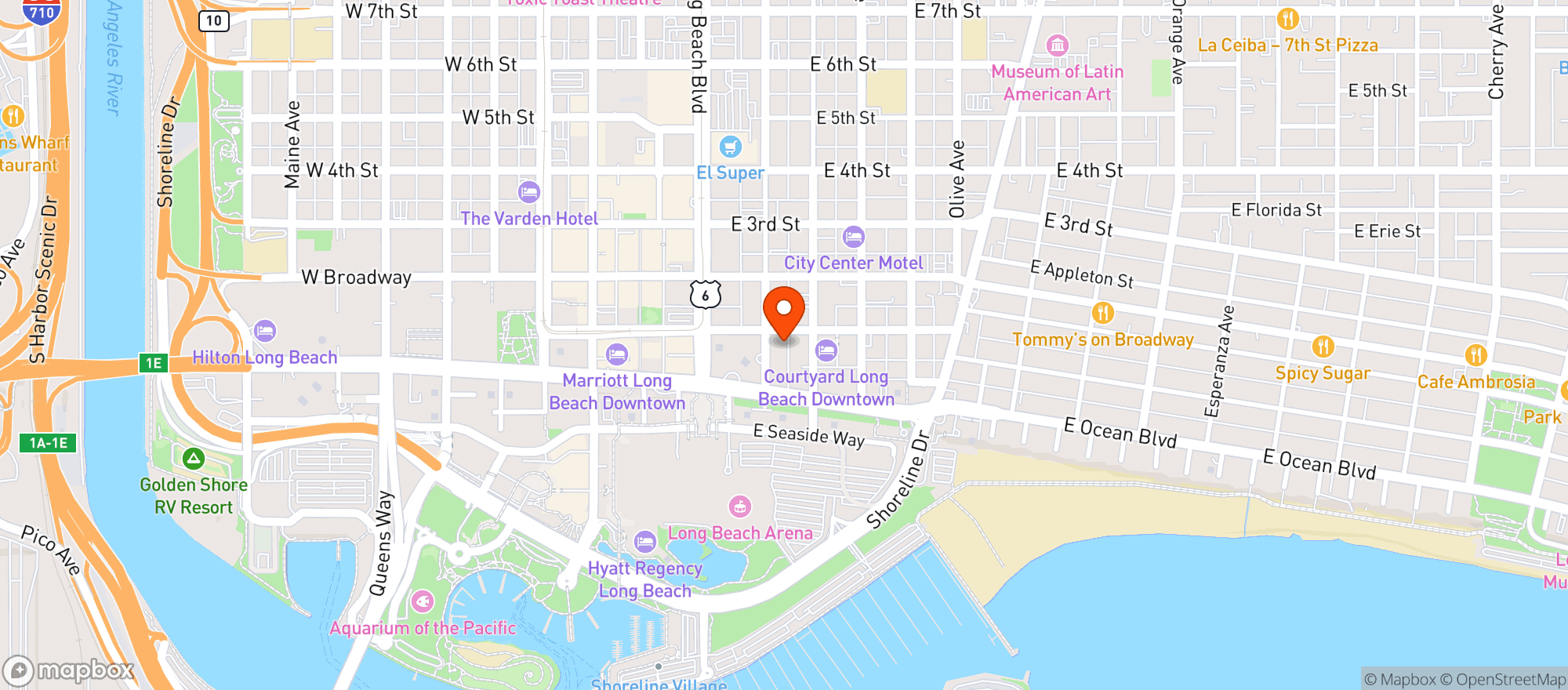Map showing Culture Shrooms - Long Beach - 1St Street