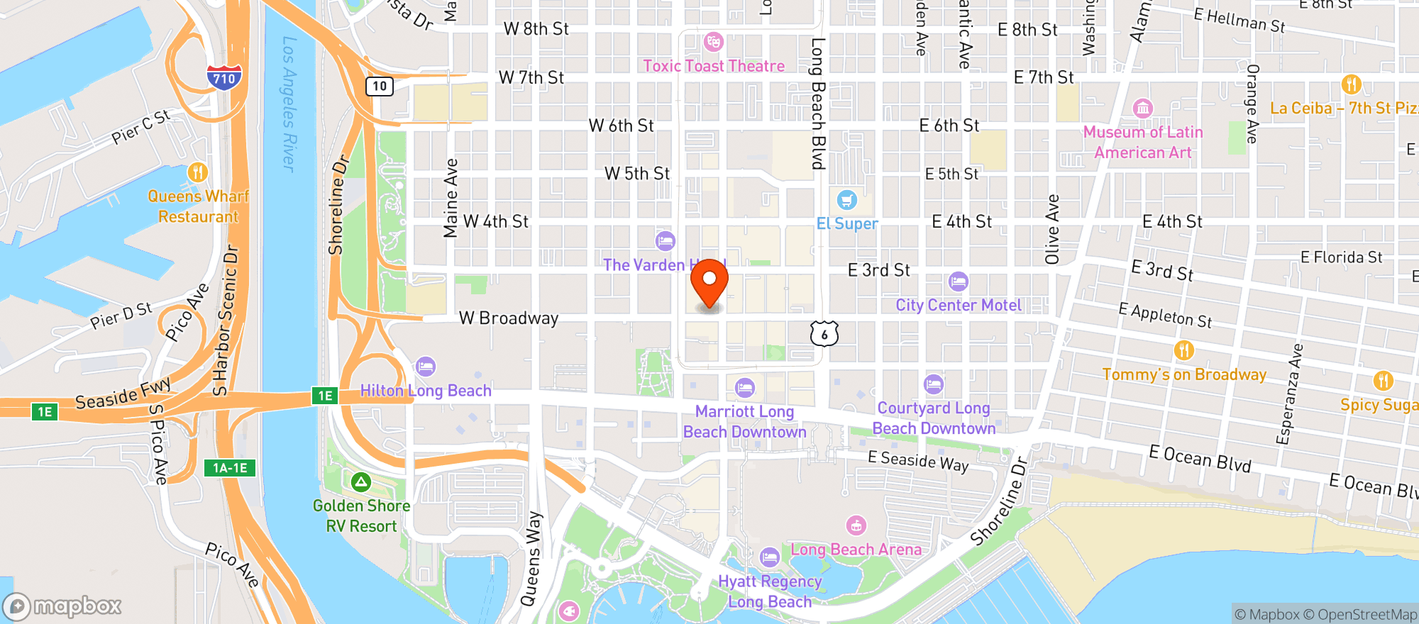 Map showing Secret Island Tiki Restaurant and Lounge
