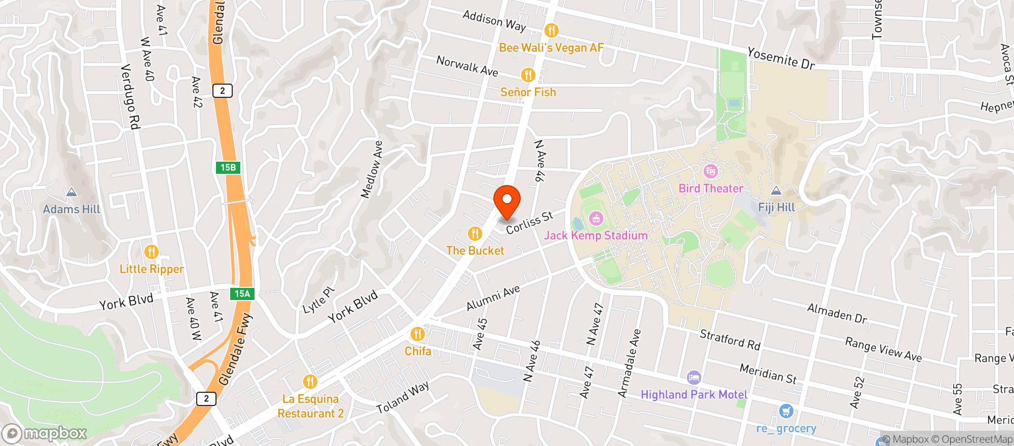 Map showing Muddy Paw Coffee & Park Eagle Rock - Los Angeles