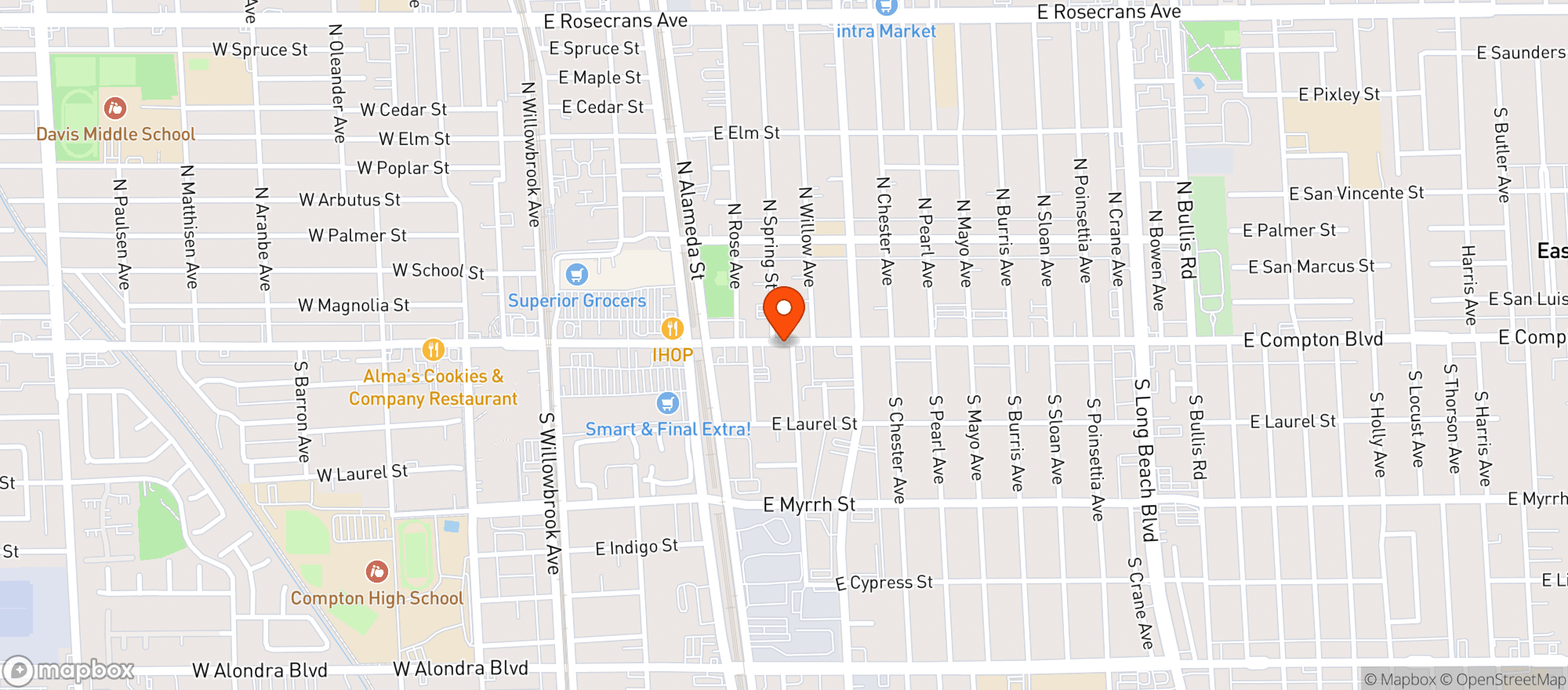 Map showing La Quinta Real Restaurant