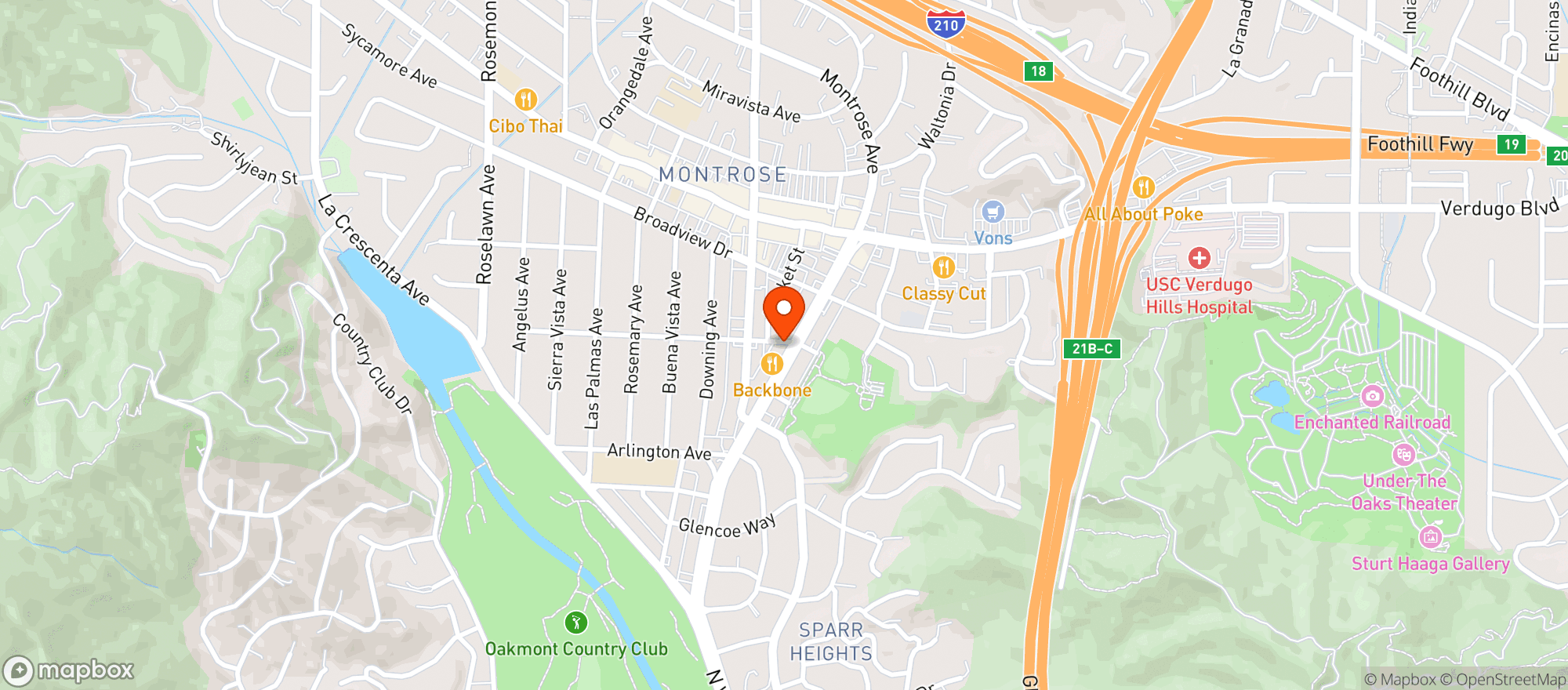 Map showing Caf Montrose - Glendale