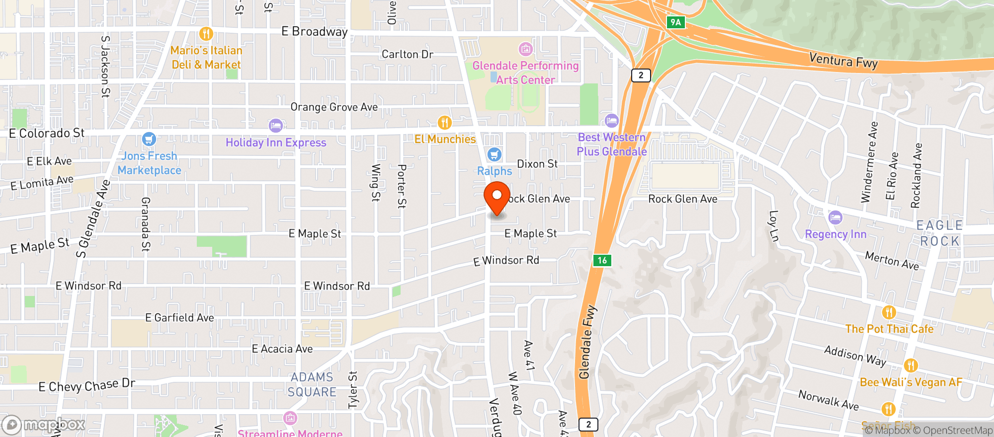 Map showing C K Food Store - Glendale
