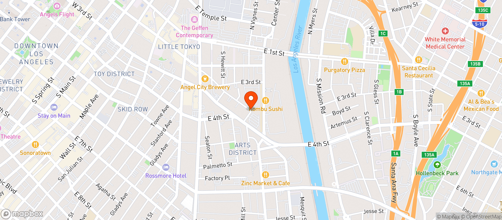 Map showing Arts District