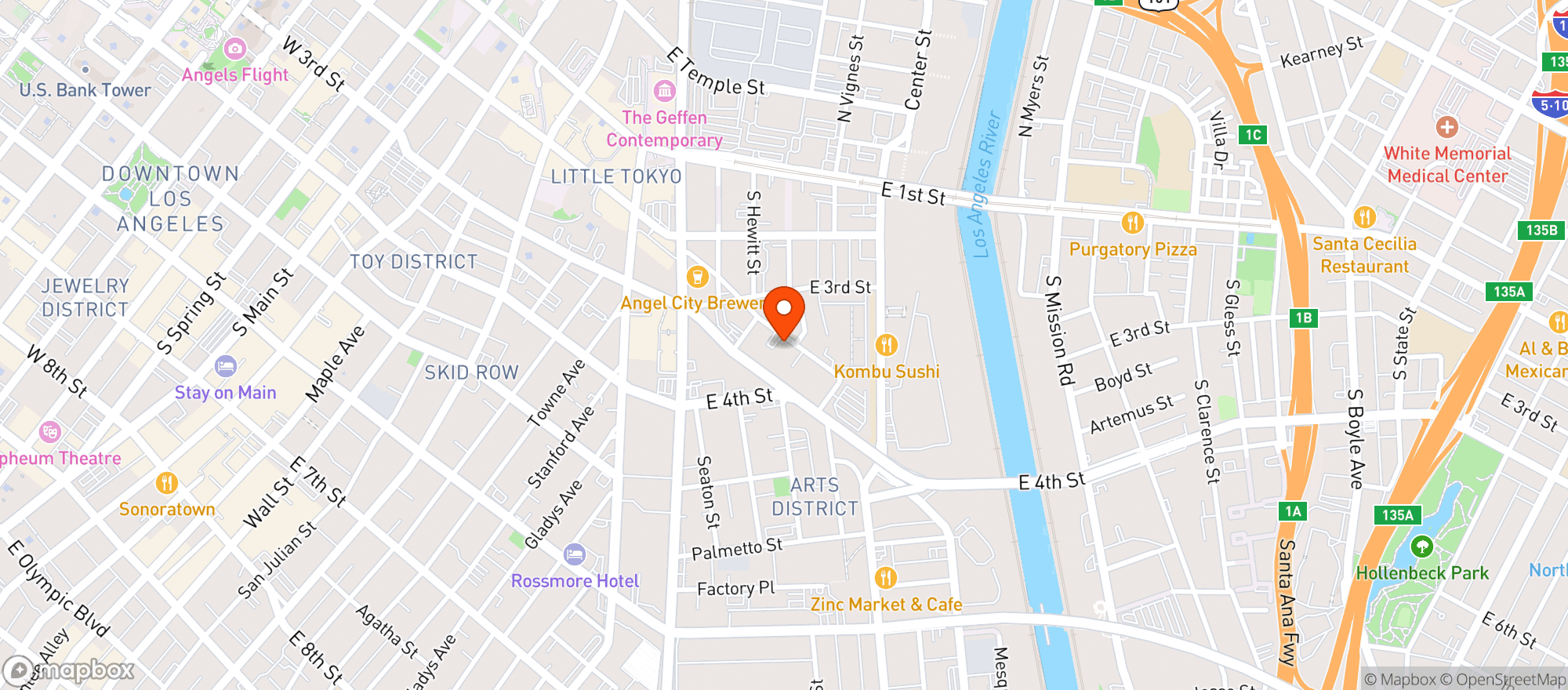 Map showing Arts District Brewing Company