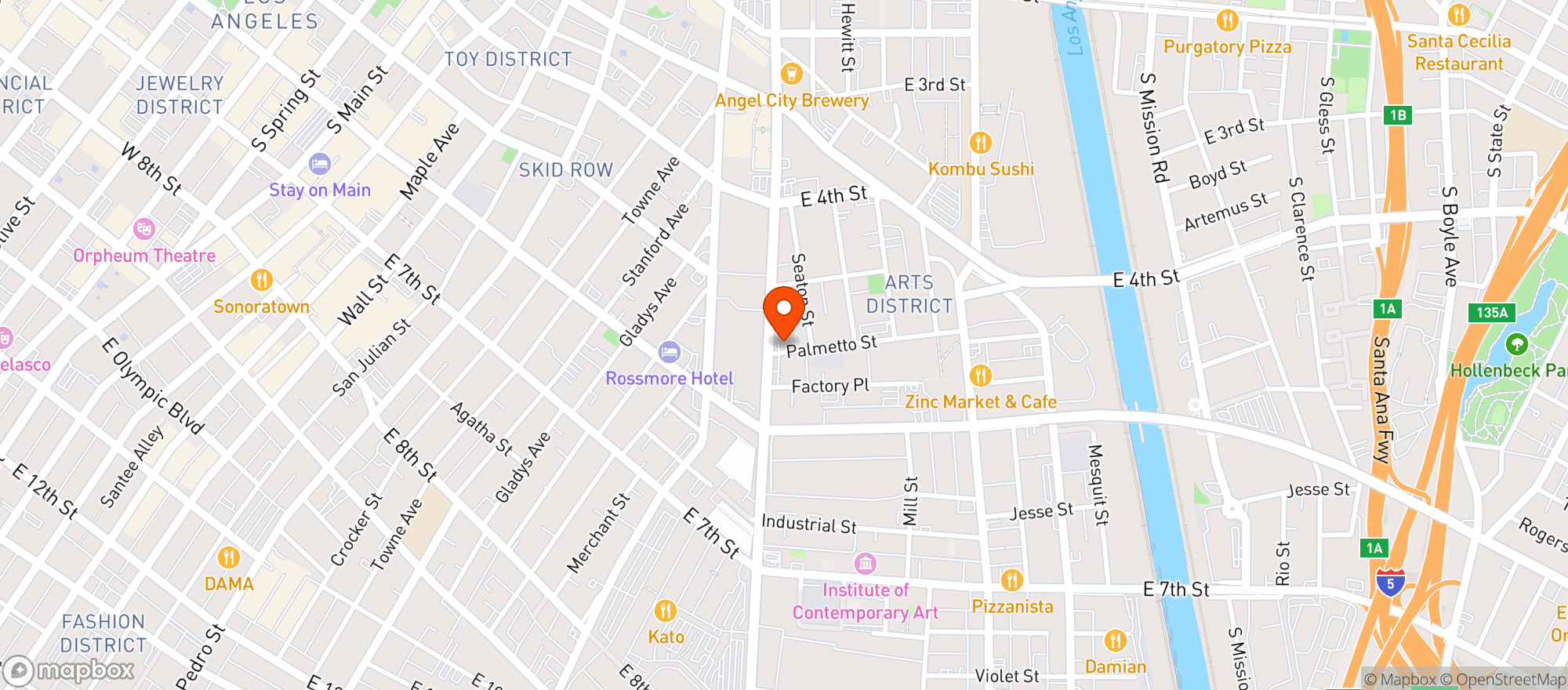 Map showing Arts District Cannabis Dtla