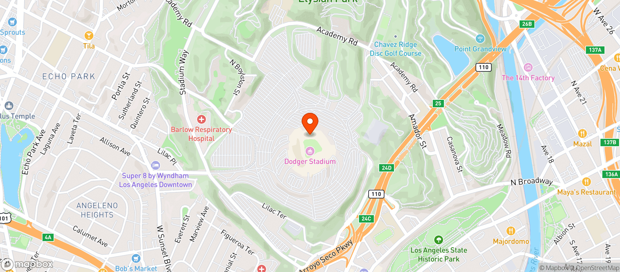 Map showing LEVY DODGER STADIUM #LAD