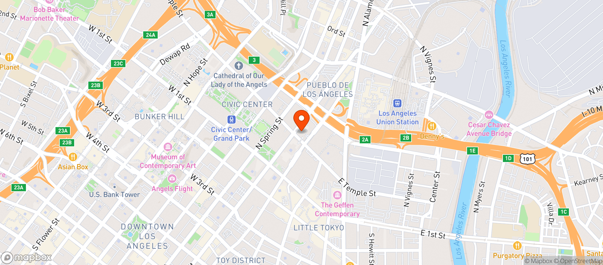Map showing Fletcher Bowron Square