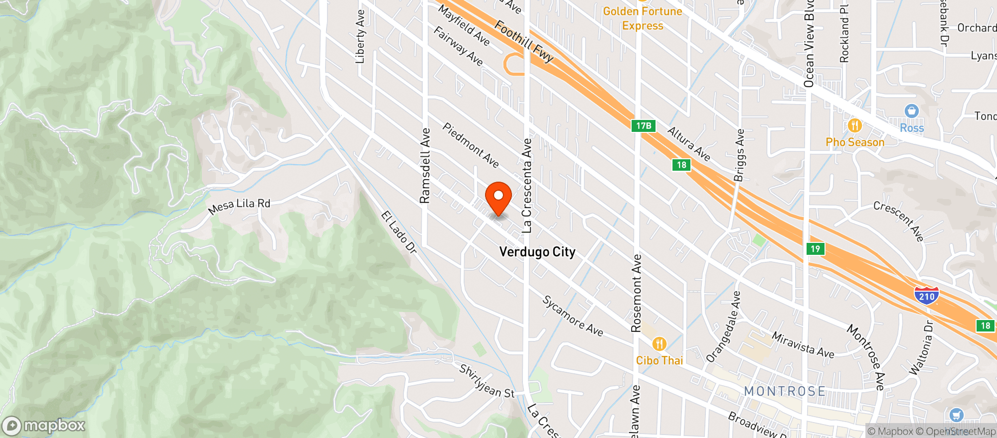 Map showing Village Liquor-La Crescenta