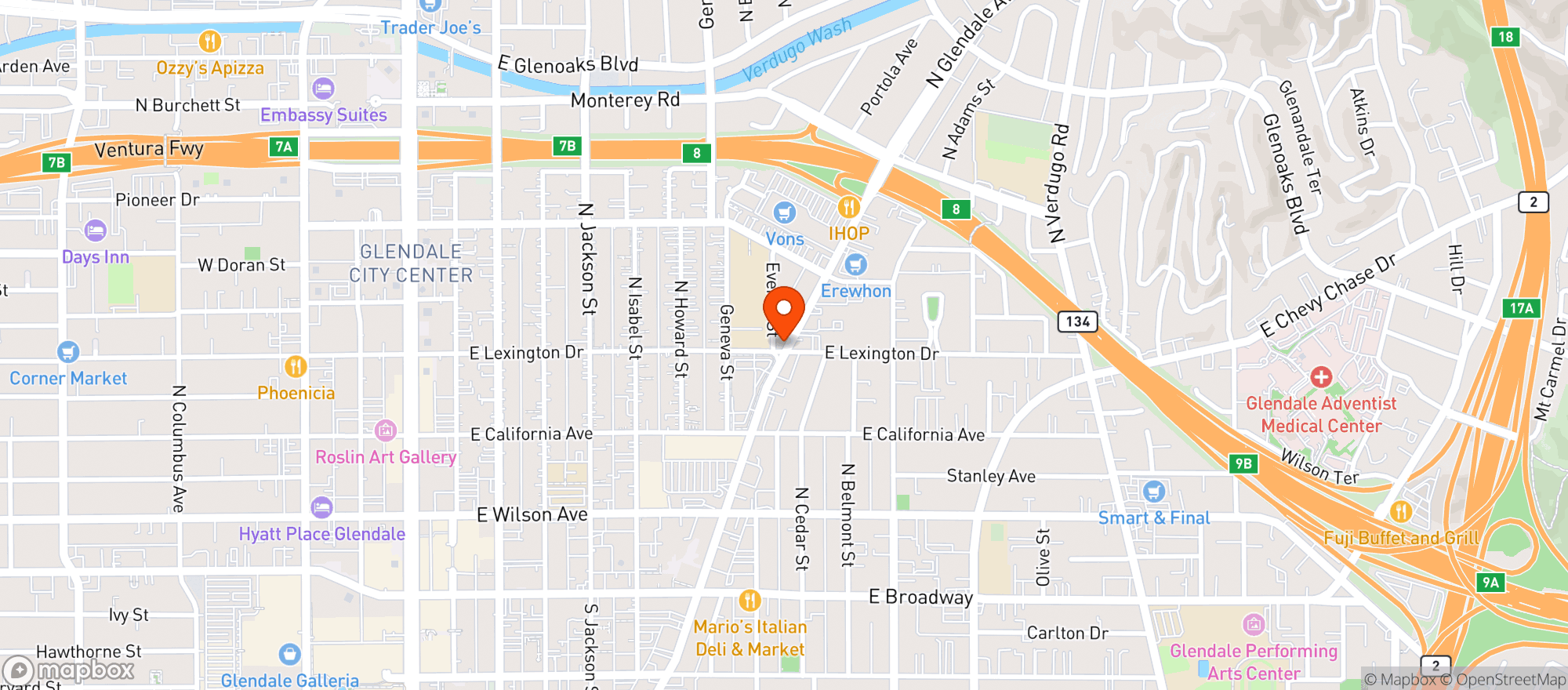 Map showing Vitamin Shoppe - Glendale