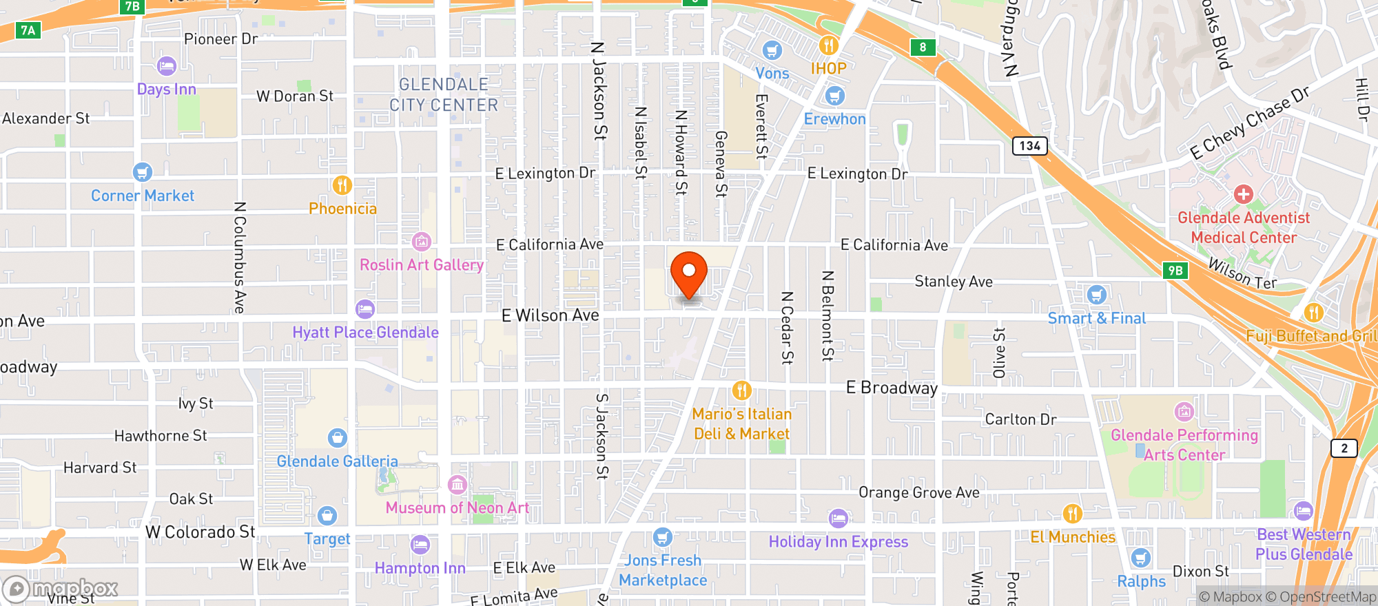 Map showing World Market Glendale