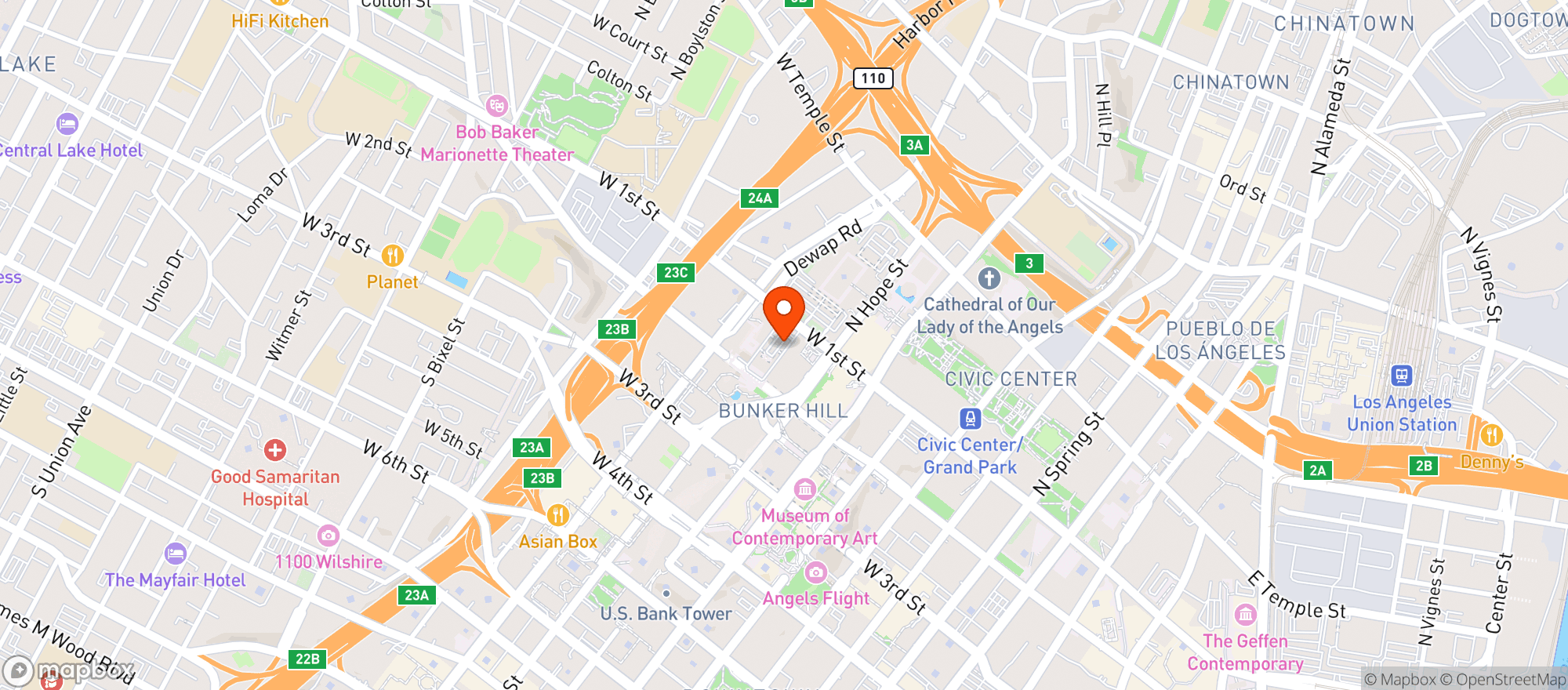 Map showing Bunker Hill Market
