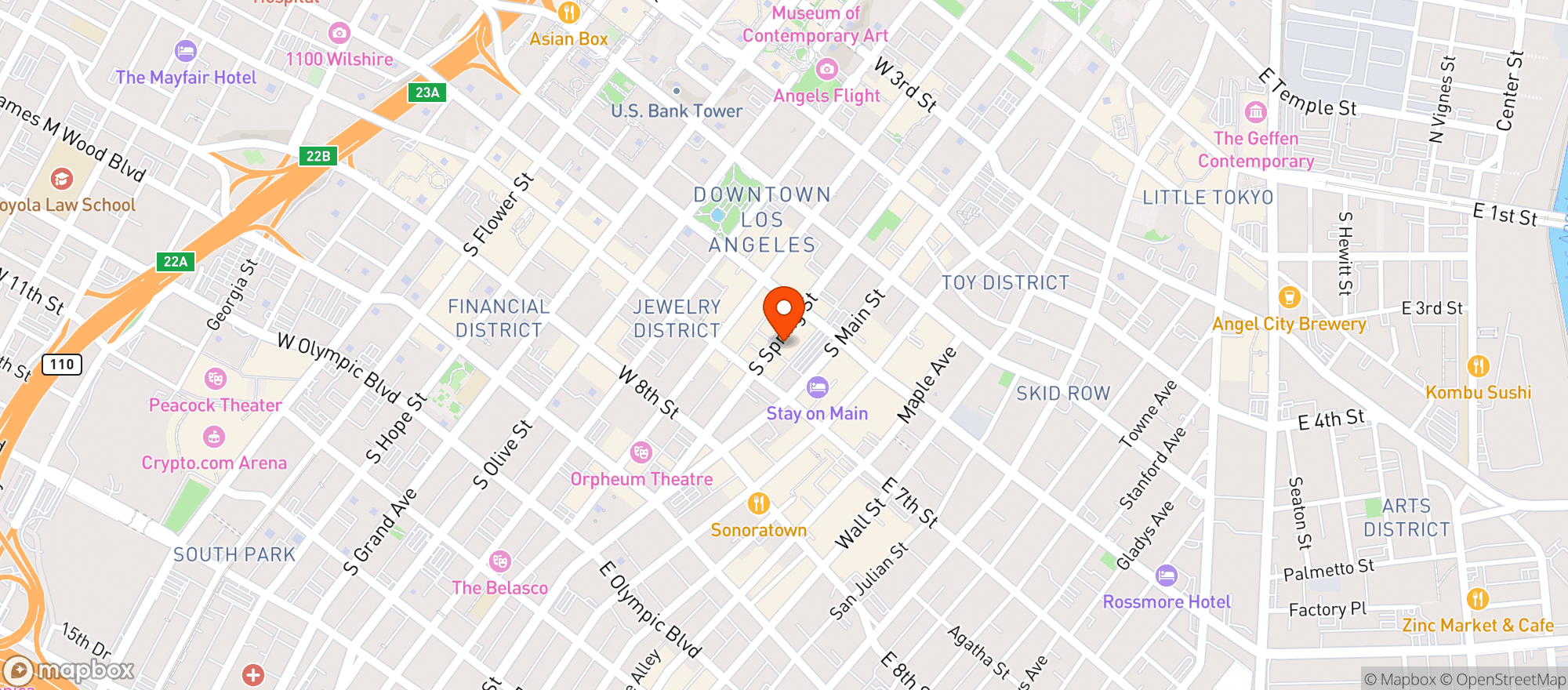 Map showing Spring Street Bar