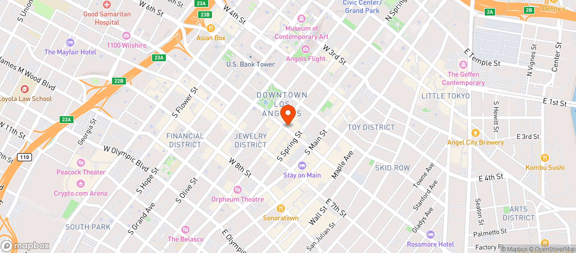 Map showing DTLA Smoke Shop