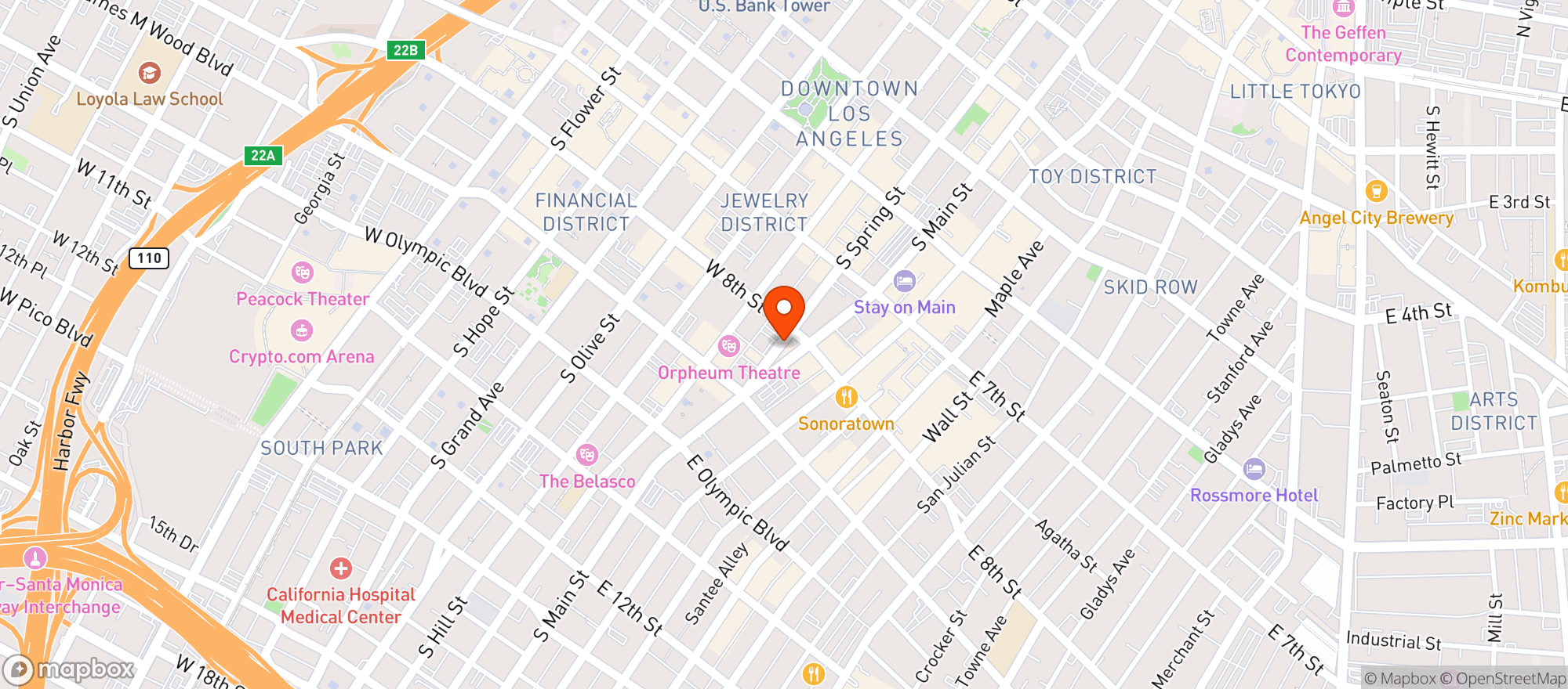 Map showing Cranes Downtown