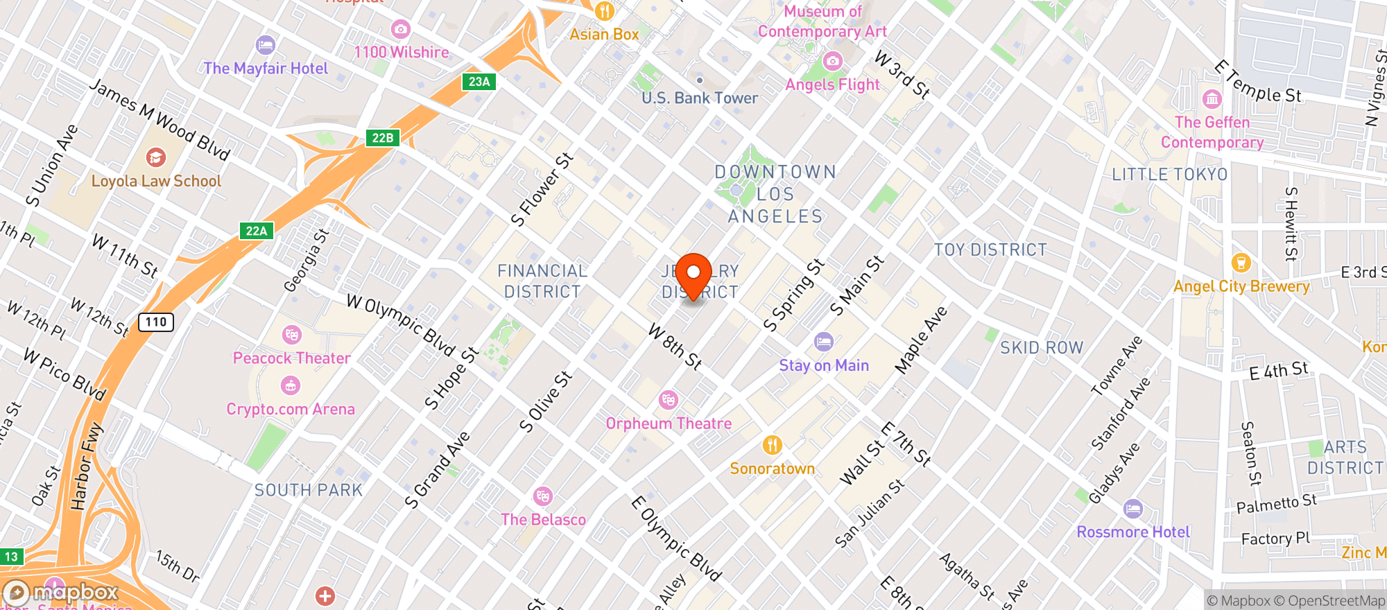 Map showing Dtla