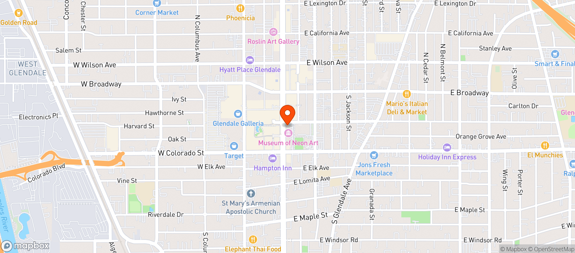 Map showing Glendale-CA