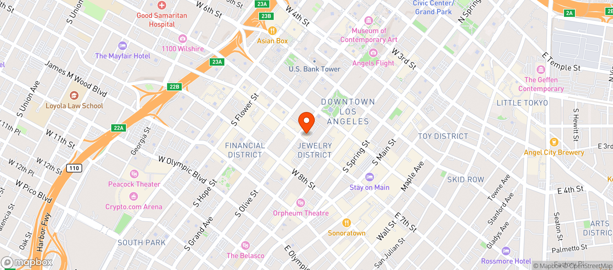 Map showing Los Angeles Athletic Club